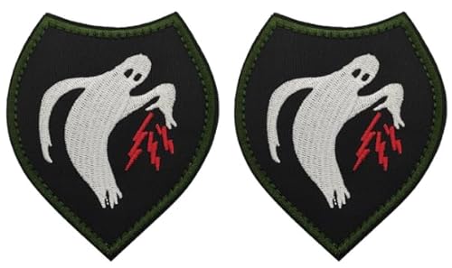 2Pcs Ghost Skull Military Tactical Embroidered Patches Armband Backpack Badge with Hook Backing for Clothing Patch (q1)