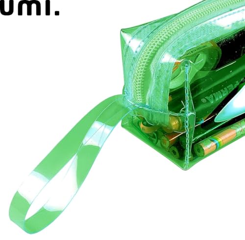 Image of Amazon Brand - Umi Clear Pencil Pouch PVC Large Pencil Case Zippered Waterproof Stationery Pouch for Students Yellow,Pencil Case,Office Supplies (Green)