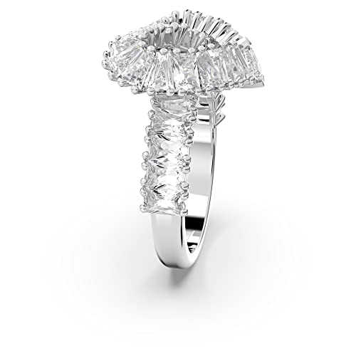 Swarovski Matrix Cocktail Ring, Woven Heart-Shaped Ring With Clear Crystals On A Rhodium Finished Setting, Size 5, Part Of The Matrix Collection #TOP2