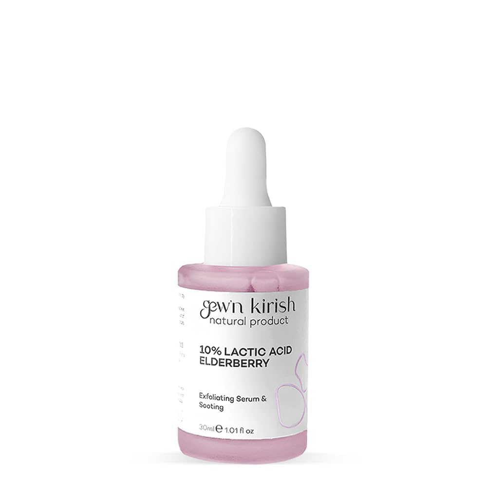 GEW’N KIRISH Elderberry & Lactic Acid Hydrating Exfoliating Serum – With Sodium Hyaluronate for Smooth, Bright & Radiant Skin | Gentle Daily Exfoliant, 30 ml (1.01 fl oz)