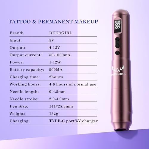 Wireless Permanent Makeup Tattoo Machine Kit, Rechargeable Digital Pen with LCD Display for Eyebrow Microshading, Ombre Brows, Lip Blushing & Eyeliner, Full Supplies with Needles, Case & Tools - 5