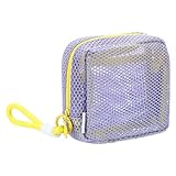 QUARKZMAN Bolsa De Maquillaje De Malla 4.7' Bolsa Cosmética Portátil con Correa Monedero Mini De Viaje con Cremallera De Colores para Viajes Organizador De Accesorios Diarios Bolso Morado