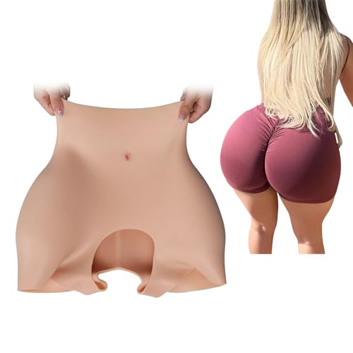Tex-Eorey Bragas de Silicona Culo Enorme Bragas Pantalones Cortos De Silicona para Mujeres con Caderas Falsas,Wheat,One Size