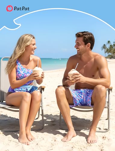 Image of PATPAT Family Matching Swimsuits: Mommy and Me One Shoulder Colorblock Bathing Suits One Piece Swimwear Sets
