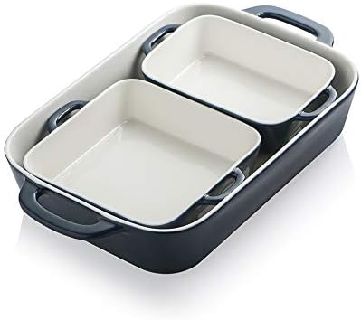 Sweejar Ceramic Bakeware Set, Rectangular Baking Dish for Cooking, Kitchen, Cake Dinner, Banquet and Daily Use, Casserole Dishes for Oven Porcelain Baking Pans (Navy) - Thumbnail 3