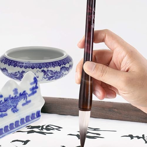 Porte-pinceaux en céramique rétro chinois à compartiments pour bureau - 4