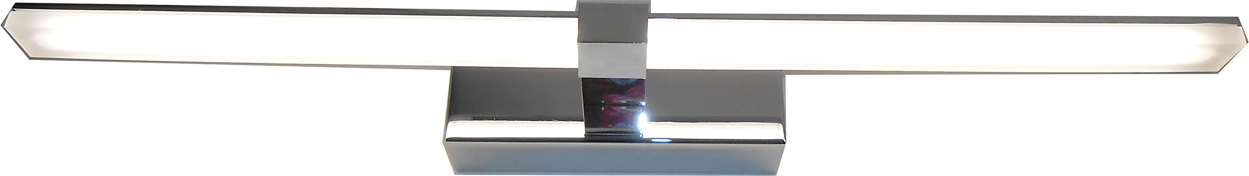 Aplique LED de pared para iluminar cuadros y espejos, led 20W y 2000 lúmenes estilo contemporáneo y elegante,IP44, luz blanca neutra 4000K, cromo brillo 53cm.