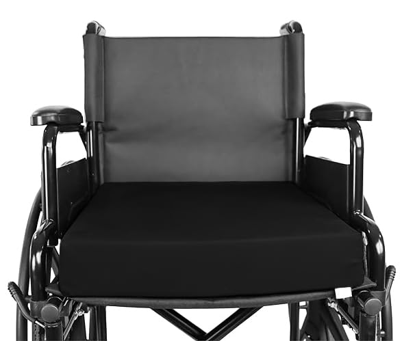 Wheelchair Cushions for Pressure Relief Memory Foam Cushion Orthopedic Back Support Cushion Seat Pad for home and office chairs cars wheelchairs and mobility scooters (Black 18 x 16 x 2)
