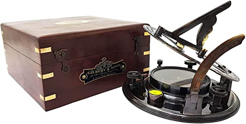 Image of 5 inches Large Sundial Compass in Rosewood Case - Best Vintage Gift for Antique Lovers Vintage Functional Marine Brass Magnetic Compass