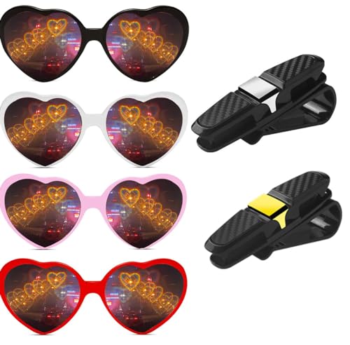 Heart Sunglasses for Women Men Valentine's Day Festival Party Rave Light Changing Heart Effect Diffraction Glasses