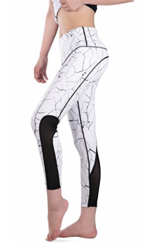CHICMODA Yoga Pants Donna Capris Leggings Allenamento Fitness Palestra Pantaloni (Bianco)