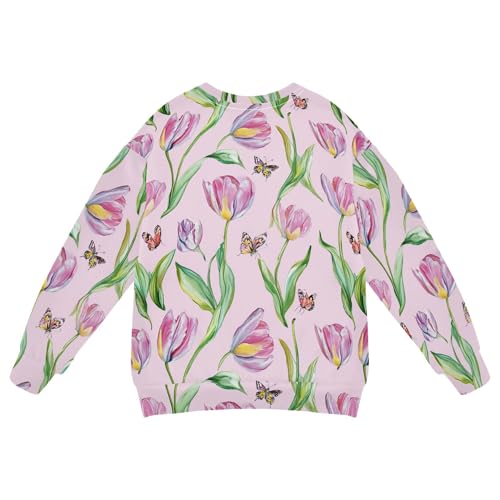 JUNZAN Cartoon Tulips Pink Kids Boys Pullover Hoodie Long Sleeve Outerwear for Kids Athletic 4T2