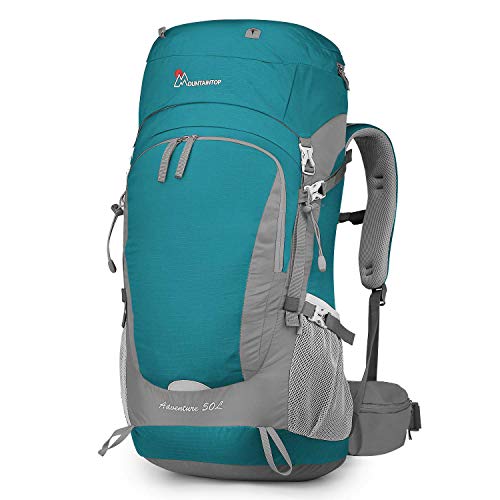 MOUNTAINTOP 50L/60L Hiking Backpack with Rain Cover (50L-LakeGreen)