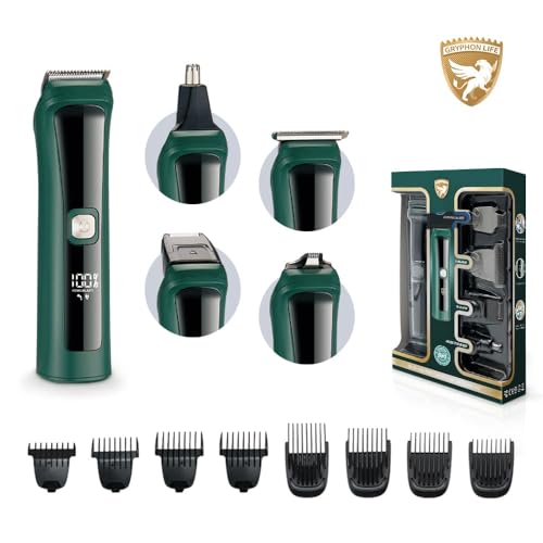 Generic Gryphon Life Hair Clippers and Trimmer 5 in 1 Kit with Barber's Hair Cutting Tool, Green