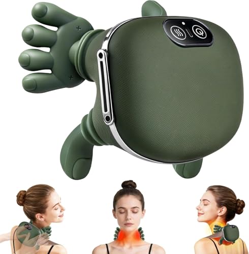 Image of Bionic Heated Massager, Wireless Portable Shiatsu Neck and Back Massager, Electric Deep Tissue 4D Kneading Massage, Simulated Human Hand Design for Pain Relief and Muscle Relax (Green)