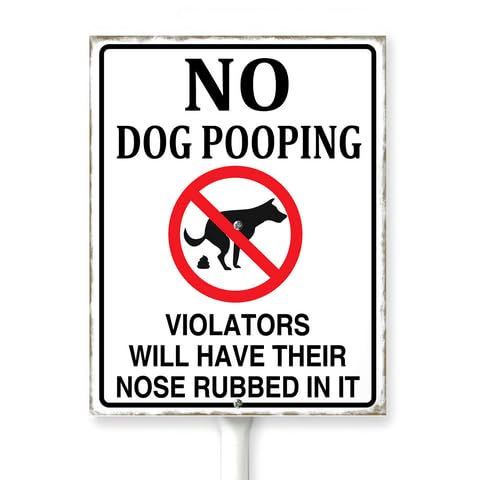 Horienteeon No Dog Pooping,Violators Will Have Their Nose Rubbed In It Sign With Stake No Pee Or Poop Dog Signs Caution Metal Decoration Rustproof Sturdy Aluminum Plaque For Outdoor 6x4.6"