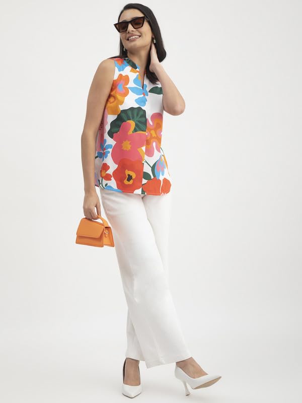 Image of FableStreet Floral Print Sleeveless Top - Multicolour