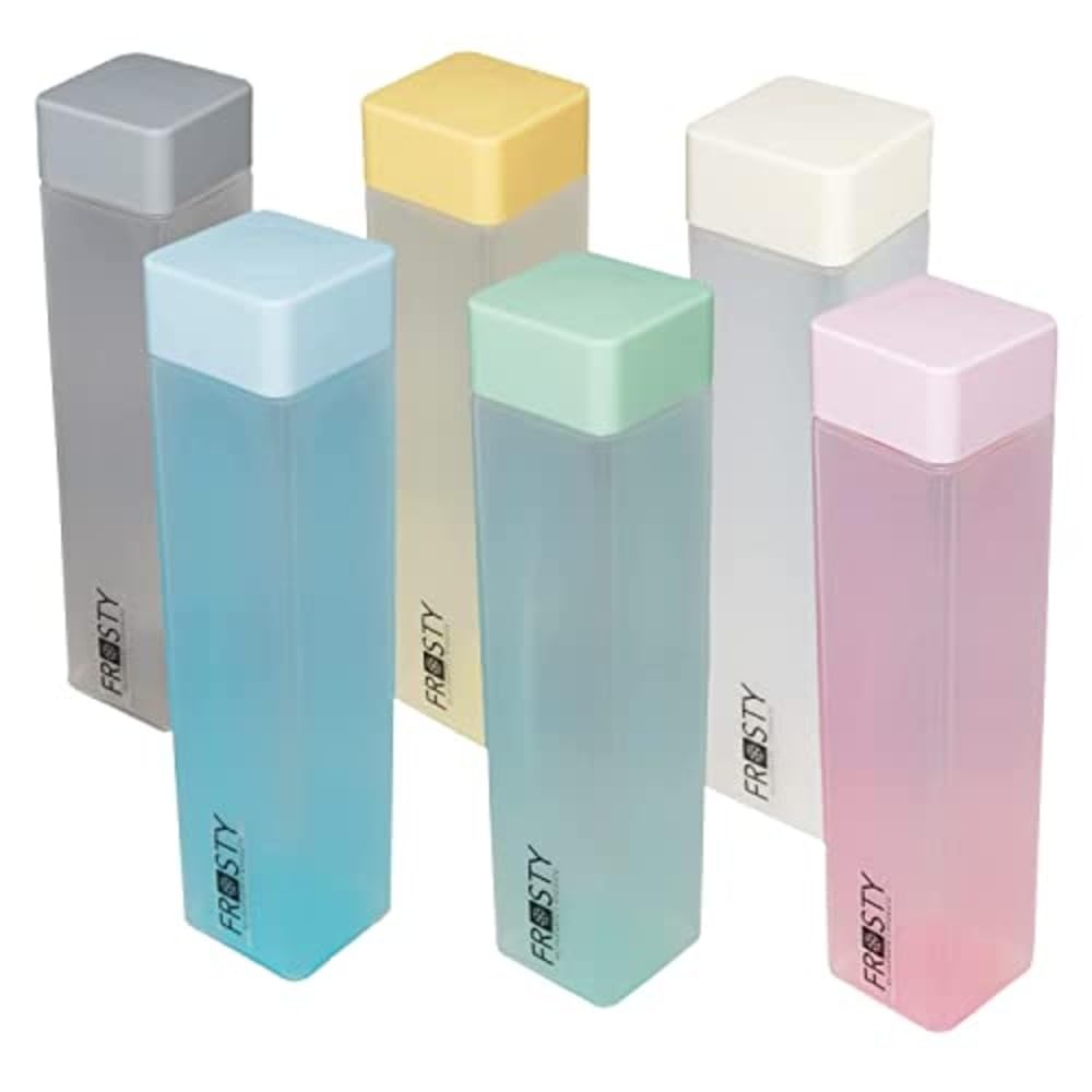 Frosty Square Fridge Water Bottles Set of 6 | 1 Litre BPA Free Plastic Fridge Bottles | Slim Refrigerator Water Bottle Set for Home & Office-image-31
