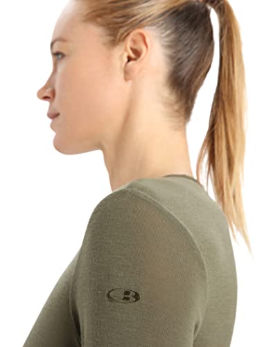 Icebreaker Merino 175 Everyday Women’s Shirts, Long Sleeve Crew, 100% Pure Merino Wool Base Layer For Women With Soft Ribbed Fabric - Thermal Shirt For Cold Weather, Loden Green, X-Small #TOP4