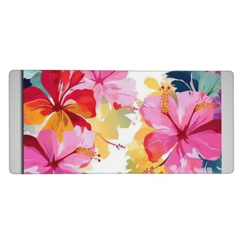 Tapis de souris de jeu XXL floral hawaïen pour le bureau et la maison