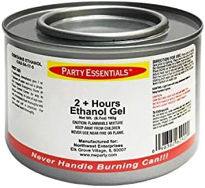 Party Essentials Chafing Dish Jelled Ethanol Warming Fuel, Safe Non-Toxic Fuel/Burn for 2.5 Hours/Buffet Warmer/Food Warming Heated Cans (Pack of 12) NW90012