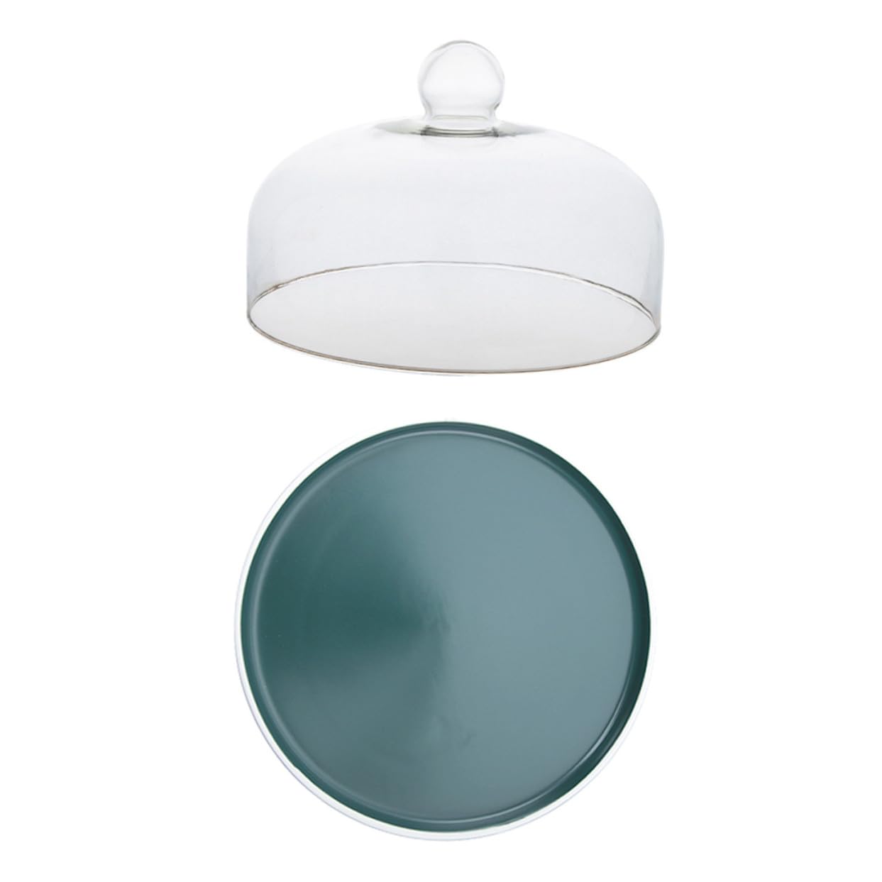 Plateau en céramique verte haut de gamme et sa cloche en verre style minimaliste