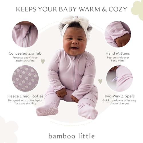 Image of Bamboo Little Soft Baby Footie Pajamas, Baby Clothes, Newborn Sleepers, 95% Viscose and 5% Spandex, 0-24 Months