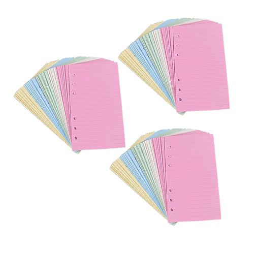 HOMSFOU 3セット 活頁ノート用リフィル用紙 カラフルな横罫線入りリフィルペーパー 学校や店舗向け 書きやすく耐久性のある用紙