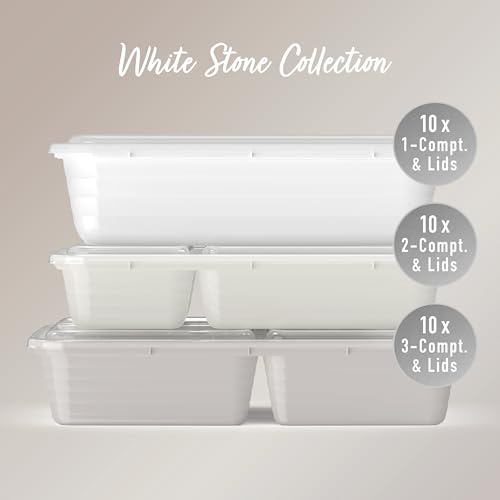 Image of Bentgo Prep 60-Piece Meal Prep Kit - Reusable PFAS & BPA-Free Food Containers, 1-Compartment, 2-Compartment, & 3-Compartments - Microwave, Freezer, & Dishwasher Safe (White Stone)