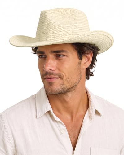 Image of Zylioo XXL Straw Cowboy Hat,Large Size Western Cowgirl Hat,Wide Brim Summer Sun Hats,Breathable Beach Travel Hats
