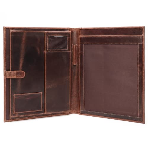 Handmade Full Grain Leather Portfolio Organizer, Leather Padfolio For Women & Men, Leather Folder/Leather Binder For Resume Folder & Organizer, Business Supplies By Luxeoria | (Medium - Brown) #TOP7