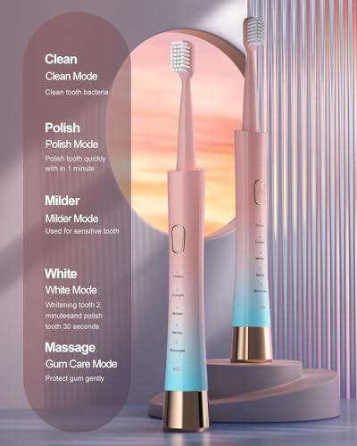 Ajelu JP-ET-PBG Pink & Blue Gradient Rechargeable Sonic Electric Toothbrush thumb #1