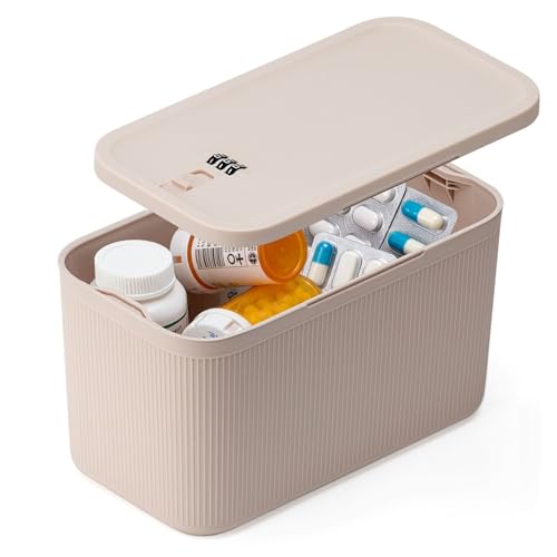 Image of SANIDIKA Lockable Storage Box, Locking Medicine Box, Cell Phone Locked Jail, Food Medical Lockbox, Containers Bin for Personal Refrigerator Home Office Organization Travel Farther Gift (Cream Plus)