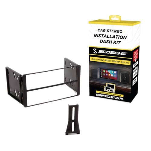 Scosche FD1330B Double DIN Radio Installation Dash Kit Compatible with Select 1995-11 Ford, Lincoln, Mercury and Mazda Vehicles - Aftermarket Car Stereo Install Kit Radio Bracket - See Fit Guide Image