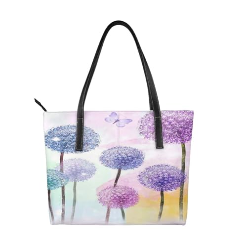 Sac de travail léger en PU de luxe au design floral violet raffiné