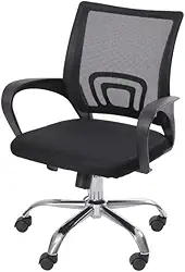 Cadeira De Escritório Giratória Com Altura Ajustável Cor Preto