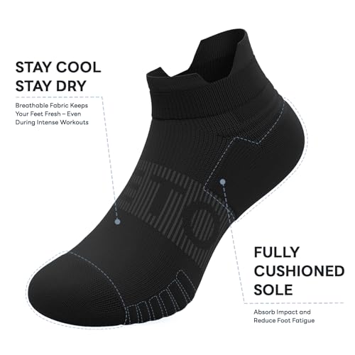 Ankle Compression Socks for Men and Women, 6 Pairs Cushioned Low Cut Athletic Running Sock with Arch Support4