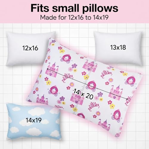 Image of 2-Pack Toddler Travel Pillowcases -100% Soft Microfiber, Breathable and Hypoallergenic - 14 inch by 20 inch Kids Pillowcases fits Pillows 14x19, 13x18 or 12x16, Princess Storyland