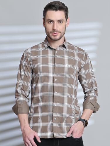 Image of Majestic Man Slim Fit Cotton Casual Check Shirt for Men