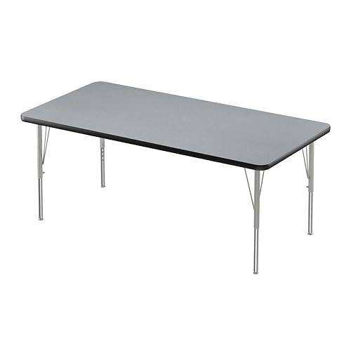 Correll - Mesa rectangular de actividades para el aula de 30 x 60 pulgadas, altura ajustable (19-29 pulgadas), parte superior de granito gris, borde