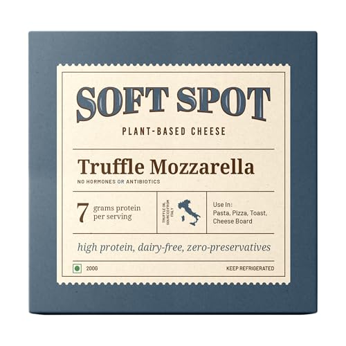 Image of Soft Spot Vegan Truffle Mozzarella Spread -200 gm, Plant- Based, Lactose Free, Gluten Free, Dairy Free, Cruelty Free, Perfect for Pizza, Pasta, Toast, Tofu and Truffle