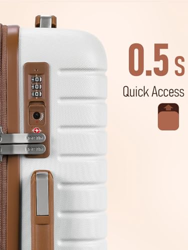 Carry on Luggage 22x14x9 Airline Approved with Spinner Wheels, Hardside Lightweight 20" Carry on Suitcase Airline Approved TSA Lock (Beige)4