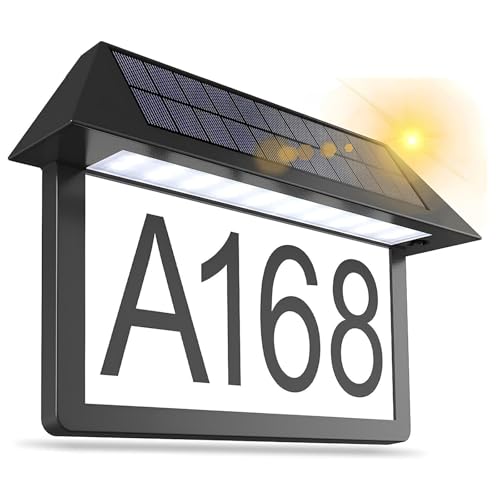 Hausnummer Beleuchtet Solar, Hausnummer Beleuchtet mit 3d Effekt, Solar Hausnummer für außen Wasserdicht, Rostfrei Straßennummer Beleuchtet,...