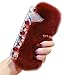Jorisha Peluche Coque pour Samsung Galaxy S22 Ultra 5G,Mignon Brillant Paillettes Diamant 3D Renard Hiver Chaud Duveteux Lapin Fourrure Housse Transparent Strass Souple Silicone Étui,Vin Rouge