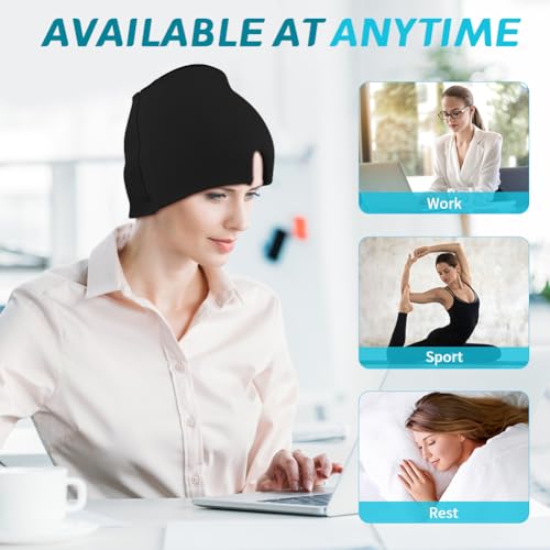 Image of Migraine Relief Cap, Soothing Headache Ice Face Mask Products | Hot and Cold Therapy, Migraine Headache Relief Cap for Migraine, Sinus, Puffy Eyes, Tension, Stress and Hangover