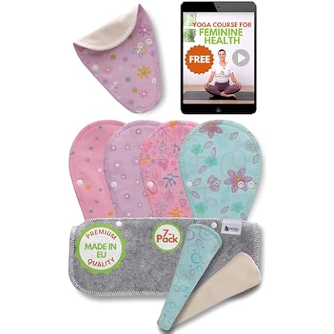 Cloth Panty Liners Thong; 7-Pack (Small) Mini Organic Cotton Reusable Panty Liners for Women Made in EU; Feminine Daily Tanga Panty Liners Washable for Women; Sanitary Reusable Liners, NOT for Period Cover