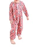 Freebily Kinder Baby Strampler Warm Fleece Jumpsuit Einteiler Schlafanzug Ohne Fuß Weiche Kuschelige Hausanzug Sleepwear Dunkelrosa Hasenohren 92-98/2-3 Jahre