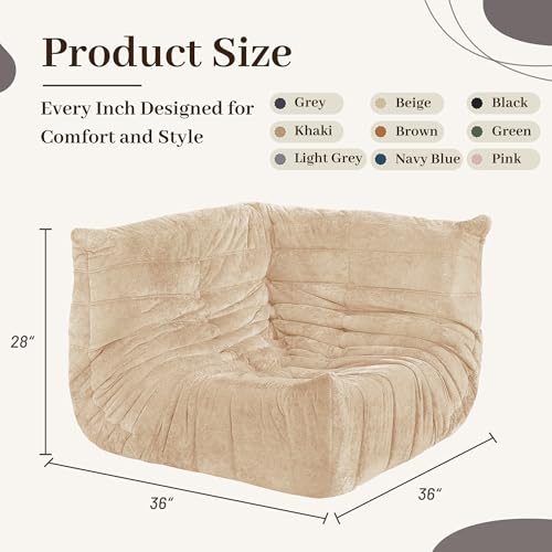 Image of HABUTWAY Giant Bean Bag Chairs Lazy Sofa for Adults,Corner,Khaki