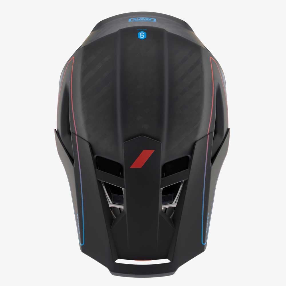 1 - 100% Fullface Helm Aircraft 2, Stahlblau Neonrot, XL, 80002-000, Ciclismo Unisex-Adulto, Colour, Size -