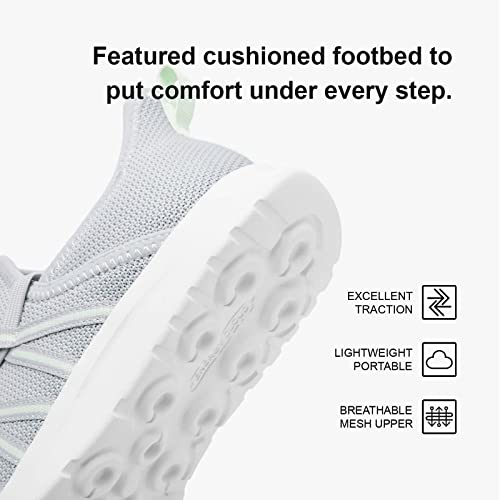 Hiitave Tennis Shoes Womens Non Slip Fashion Sneakers For Walking Running Errands Athletic Lightweight Energycloud Light Gray Mint Green Size 6.5 Us #TOP5